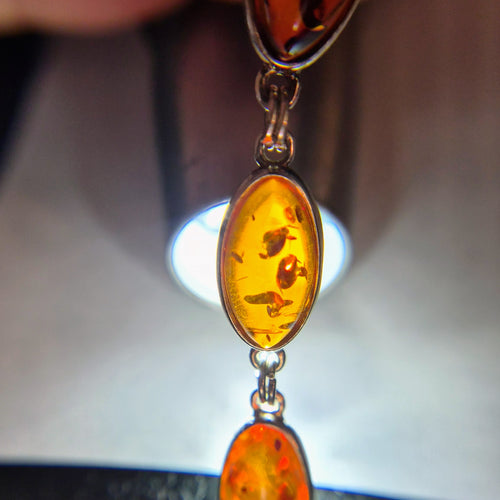 Baltic amber and sterling silver link bracelet