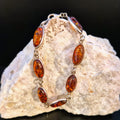 Baltic amber and sterling silver link bracelet