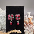 Old Stock Red Dendritic Jasper Drop Earrings – Handmade 925 Sterling Silver