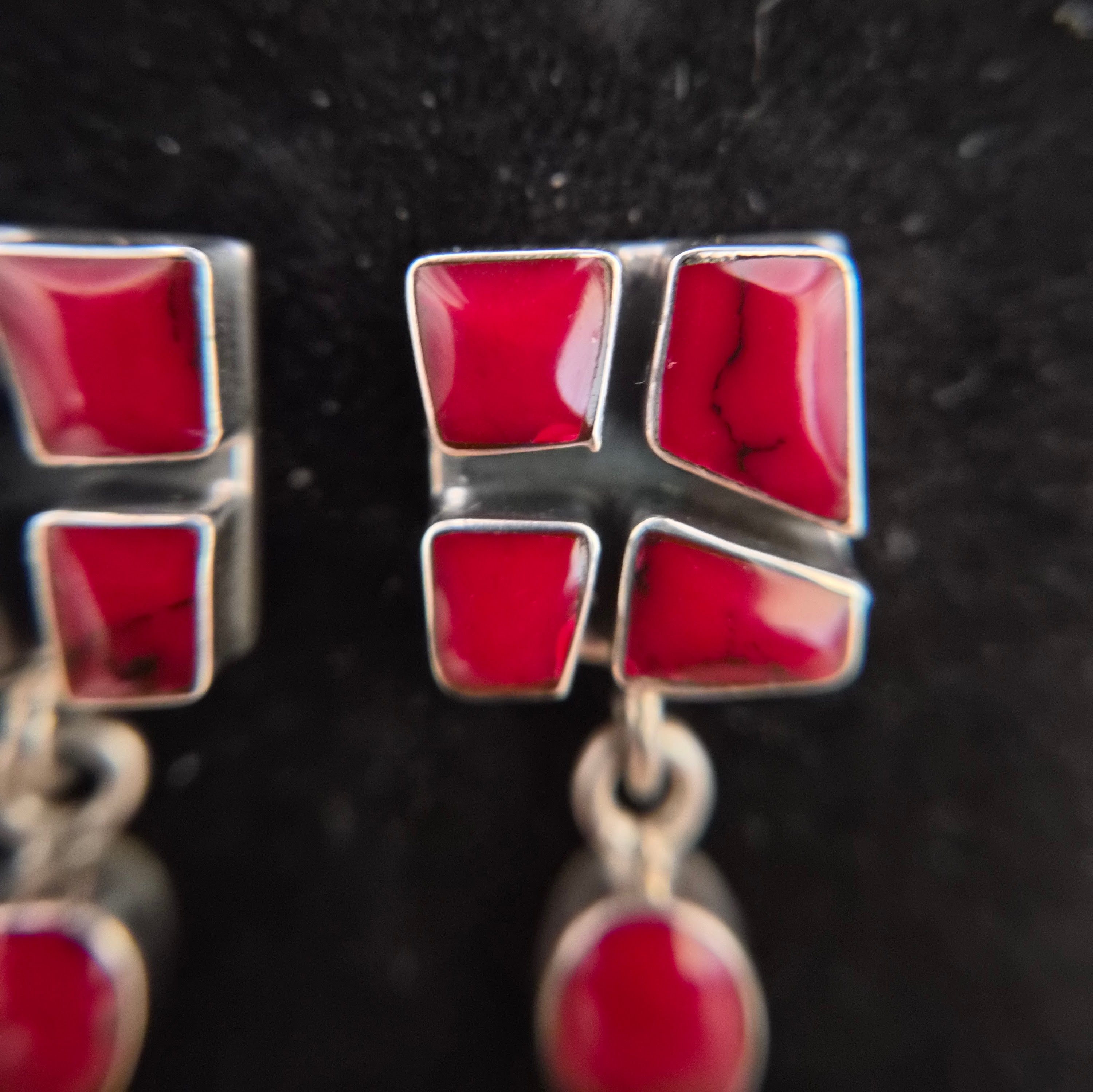Old Stock Red Dendritic Jasper Drop Earrings – Handmade 925 Sterling Silver