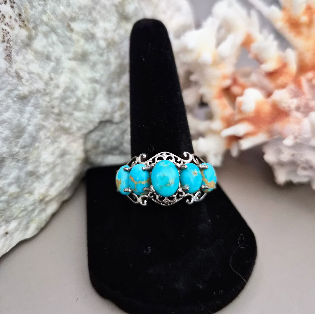 5-stone South Hills Turquoise Ring in 925 Silver