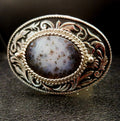 Vintage Natural Dendritic Agate Statement Belt Buckle in Stainless Steel